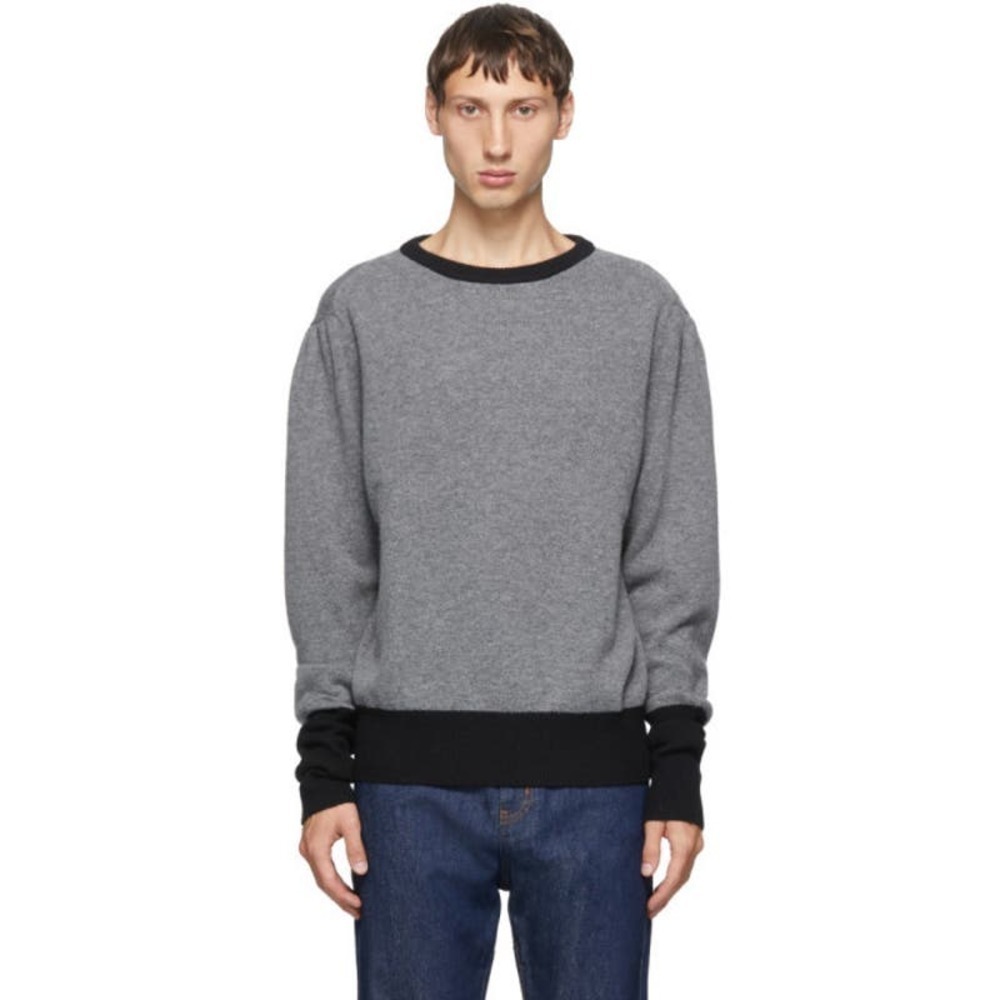 NWT Random Identities Grey Wool and Cashmere Contrast Crewneck Size Medium